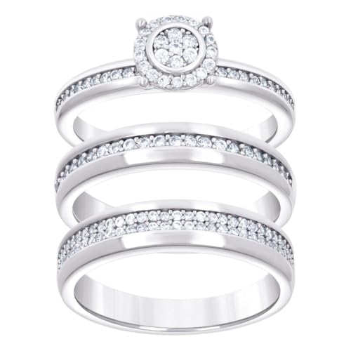 Bagues argent sterling 925 imitation diamant de haute joaillerie pour elle et lui