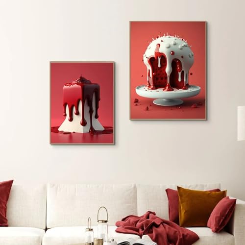 Toile gâteau Red Velvet moderne pour décoration murale de cuisine ou salon