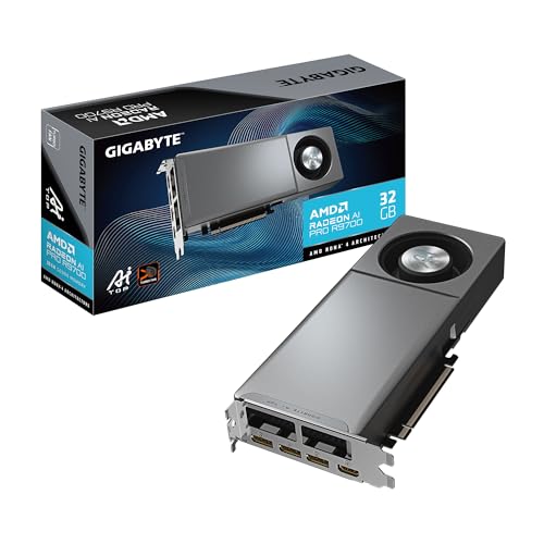 Radeon AI PRO R9700 AI TOP 32G Scheda Grafica – 32 GB GDDR6, 256 bit, PCI-E 5.0, 2920 MHz Frequenza del core, 3 x DisplayPort, 1 x HDMI, GV-R9700AI TOP-32GD - Scheda video