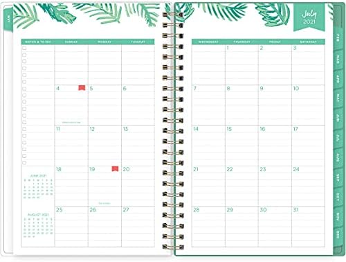 Blue Sky Day Designer for 2021-2022 Academic Year Weekly & Monthly Planner, 5' x 8', Frosted Flexible Cover, Wirebound, Palms (132264)