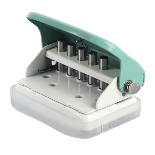 5穴バインダーホールパンチャー、ミニDIYスパイラルホールパンチ Perforadoraスマートクリックパンチャー A4 A5 B5ノートスクラップブック用 (グリーン)