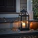Hosley 14 Inch High Large Clear Glass Iron Classic Style Lantern Elegant Candle Holder for Home Decor Vintage-Inspired Centerpiece with Stylish Iron Frame Indoor/Outdoor Lighting Accent Timeless