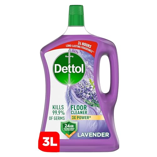 Dettol Antibacterial Power Floor Cleaner (Kills 99.9% of Germs) Lavender Fragrance Can be Paired with Vacuum Cleaner for Cleaner and Shinier Floors 3L