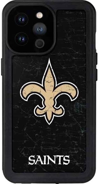 Skinit Waterproof Phone Case Compatible with iPhone 14 Pro Max - Officially Licensed NFL New Orleans Saints Distressed Design