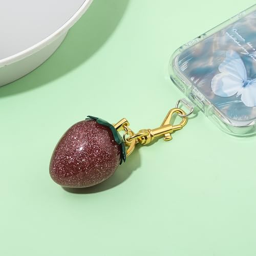 Image of Fruit Bag Charm Keychain - Gold Key Chain, Cute Purse Handbags Accessories - Beautiful Gift for Women