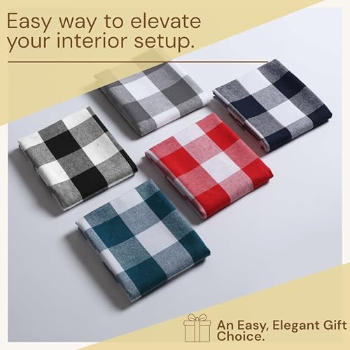 Image of Buffalo Check Kitchen Towels, 16x26 Inches, 4 Pack Plaid Tea Towels, Reusable Cotton Dish Cloths, Quick Drying, Absorbent Towel for Cooking, Drying Dishes, Lemon Yellow and White