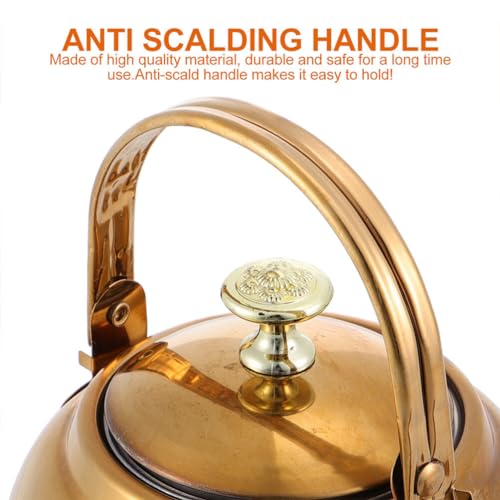 Hemoton 15304KQ17J Stainless Steel Tea Kettle Stovetop Teapot Hot Water Boiling Kettle With Handle Gas Cooker Metal Kettle Coffee Pot Golden thumb #2