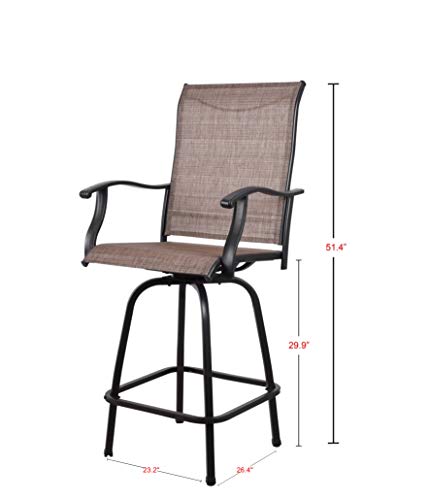 EMERIT Outdoor Swivel Bar Stools Bar Height Patio Chairs, Set of 2 (Bar Stools)
