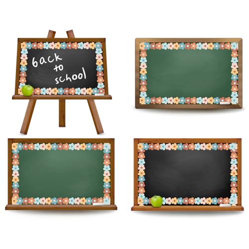 Image of Whaline 32.8 Ft Boho Flower Bulletin Board Borders | Colorful Floral Die-Cut Rolled Border Trim, for Back to School Classroom Office Chalkboard Decoration