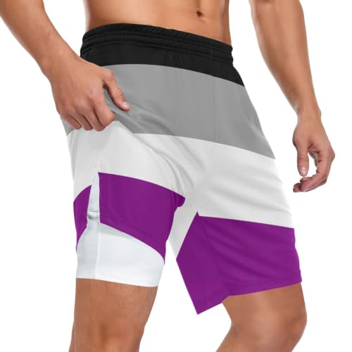 Short de sport 2 en 1 homme en maille respirante avec porte-serviette intégré