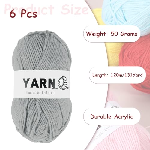 Fil gris clair acrylique pour tricoter des cadeaux faits main bonnets et écharpes - 3