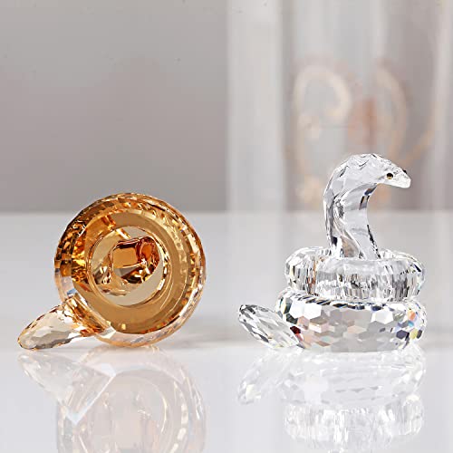 Crystal Cobra Snake Handicraft Ornaments Figurine Art Animal Collection Statue Collectible Home Decor Gifts (White) #TOP5