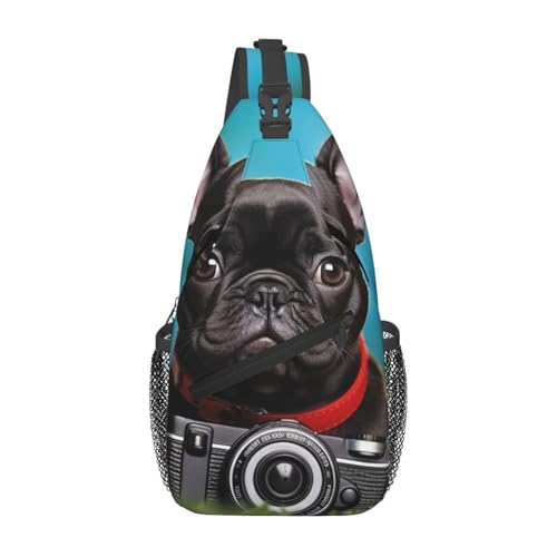 Mochila tipo sling para senderismo con diseño de bulldog miniatura 2