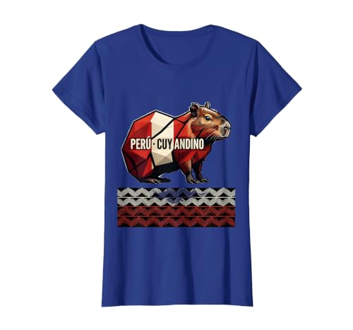 Perú · Cuy Andino Geometric Peruvian Heritage National Pride T-Shirt, Women, Royal Blue, X-Small
