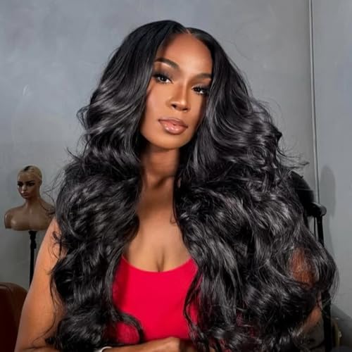 Rsshnlo Body Wave Half Wig Human Hair 200% Density 3 In 1 Beginner Friendly Glueless Wigs Human Hair for Woman Seamless Half Wigs Human Hair Flip Over Wig Drawstring Headband Wig Human Hair 24 Inch