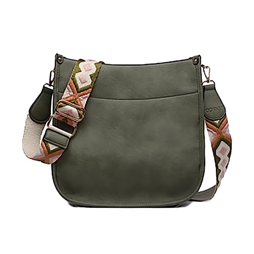 JEN & CO. Bolsa tiracolo pequena com alça de guitarra - Bolsa de ombro Chloe Crossbody com alça de guitarra (M1977), Verde oliva, 12x11