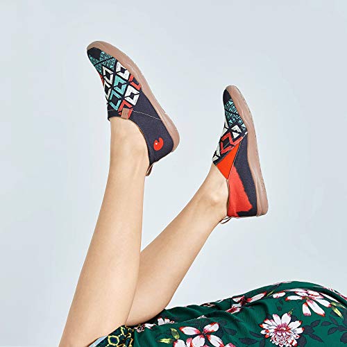 Image of UIN Women's Artistic Slip-On Shoes Vibrant Floral Casual Loafers Lightweight Comfortable Travel Footwear