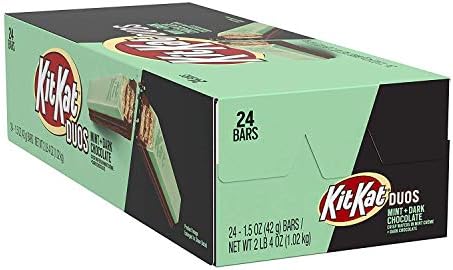 NEW Kit Kat Duo!! (1 Box) of 24 Crisp Wafers In Mint Creme & Dark Chocolate! Grab These New & Delicious Treats While You Can! These Are Great For Parties - Gifts - Holidays - Work - AND SO MUCH MORE!!