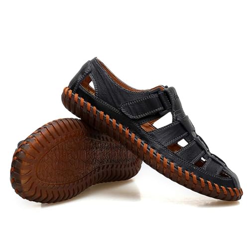 Mens Sport Sandals Summer Outdoor Beach Anti-Slip Fisherman Shoes Fashion Closed Toe Leather Breathable Loafters2