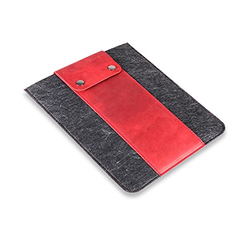 MegaGear Genuine Leather Tablet Sleeve Case for iPad Pro 11 inches, All Generations iPad Air & iPad (Red, 12.9 Inch) - Image 4