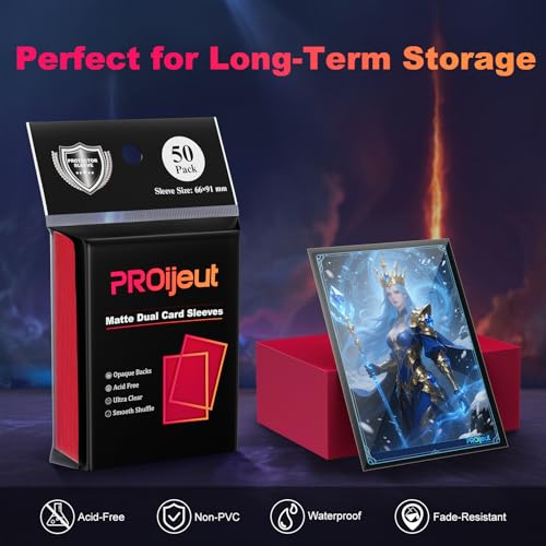 Image of 600 Pack MTG Card Sleeves, Matte Dual Card Sleeves with Opaque Back & Smooth Shuffle, Tear Resistant Card Protectors for MTG, TCG and Game Cards (6 Colors)