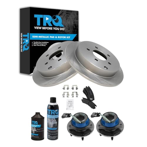 Image of TRQ Rear Brake Pad & Rotor Kit Semi-Metallic Compatible with 2002-2006 Buick Rendezvous 2002-2004 Chevrolet Venture Oldsmobile Silhouette 2001-2005 Pontiac Aztek Montana