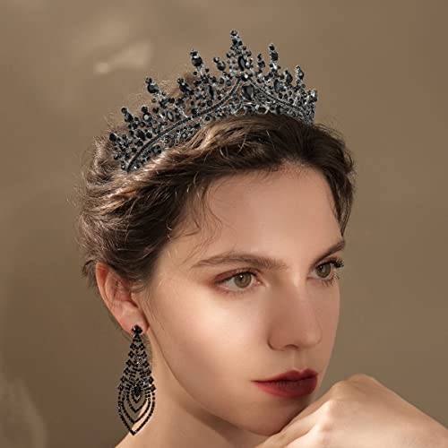 image for TOBATOBA Black Tiaras - Gothic Crystal Crowns for Women, Queen Crown, 