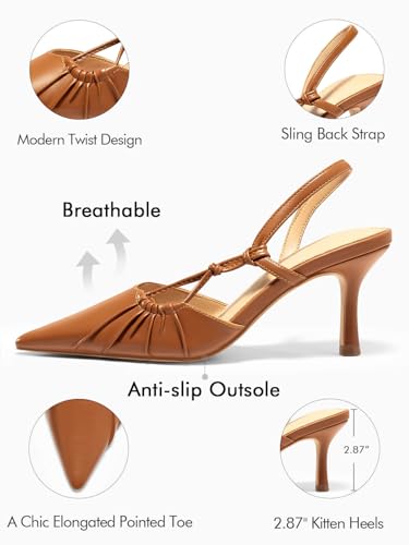 Image of Coutgo Womens Slingback Kitten Heels Closed Pointed Toe Pumps D'Orsay Wedding Party Dress Shoes