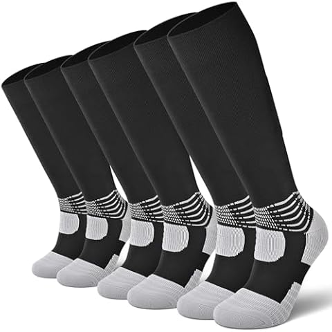 IRAMY Compressive Soccer Socks Youth Men Ankle Compression Support Coolmax Wicking Football Socks Boys Anti-Slip Black Baseball Softball Women Girls 3 Packs Cover