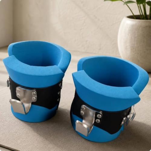 Hard Shell Hanging Ankle Cuffs Foam Inversion Cuffs Metal Hook Padded Ankle Cuff Curved, Black 2-Pack - Image 3