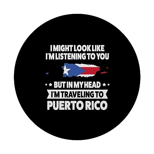 in my head I'm traveling to puerto rico Puerto rico PopSockets Swappable PopGrip, Black - Image 3