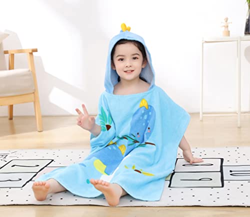 Tonwhar Kids Bath/Pool/Beach Hooded Poncho Towel - Cartoon Animal Pattern Cotton Beach Towel For Toddler Boys Girls, 1-5 Years (Stegosaurus) #TOP2