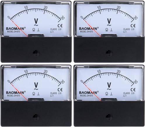 Image of Baomain Voltmeter DH-670 AC 0-30V Rectangular Class 2.5 Analog Panel Volt Voltage Meter (Pack of 4)