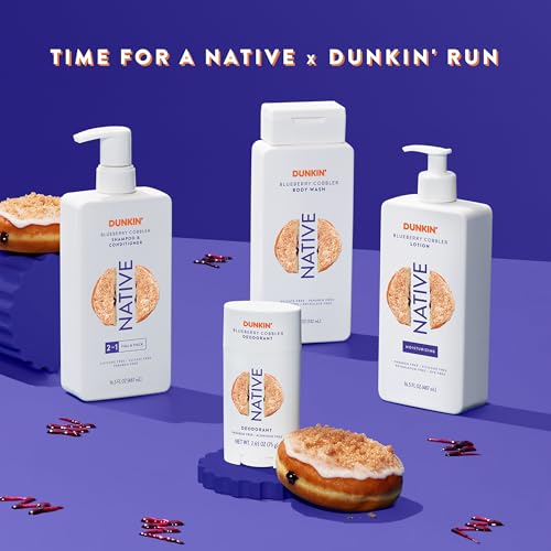 Native Clean Body Wash for Women & Men, Blueberry Cobbler Scent, 18 fl oz | Gentle & pH Balanced for Sensitive Skin | 24HR Freshness | Free of Sulfates, Parabens, Phthalates | Dunkin Limited Edition - image 5
