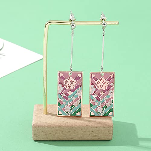 Funboat 10Pcs Kimetsu No Yaiba Earring Set - Rengoku Mitsuri Anime Hanafuda Dangle Earring - Cosplay Jewelry For Women Men And Boys Girls #TOP6