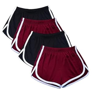 WEBGGER 4 Pack Women’s Cotton Yoga Dance Short Pants Sport Shorts Summer Athletic Cycling Hiking Sports Shorts