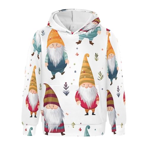 Kids Hoodies Sweaters Christmas Gnome Dwarfs Hooded Sweatshirts with Big Pockets for Boys Girls B0400018