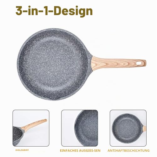 Foto von ZUOFENG Antihaft Pfanne Bratpfanne Beschichtet 24cm, Granit Pfannen Nonstick Frying Pan, Beschichtete Pfanne Für Gasherd Induktion