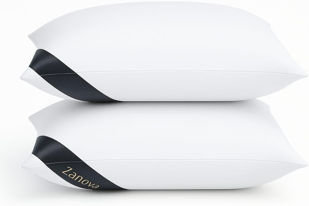 Zanova Microfiber Pillow – Oeko-TEX® Certified – 2 Pack – 48x74 cm – Soft & Breathable – Premium Bed Pillow for All Sleepers