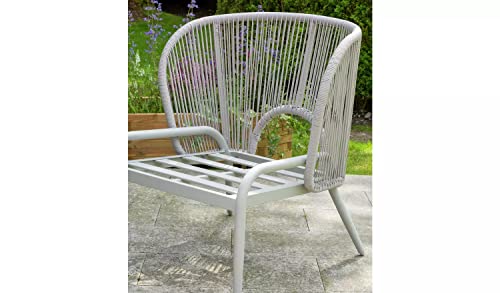 Image of DEVOKO Outdoor Weaving Rope Waterproof Outdoor Patio Furniture with Sturdy Powder-Coated Iron Frame Conversation Bistro Set for Balcony, Backyard, Lawn, Garden (Grey & Grey)