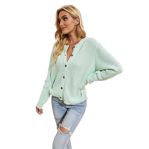 Cárdigan Elegante De Manga Larga para Mujer Suéter Camisa De Punto para Otoño Frente Abierto Y Cierre De Botones Abrigos Cortos De Punto Sueltos Informales Suéteres Cárdigan para Mujer