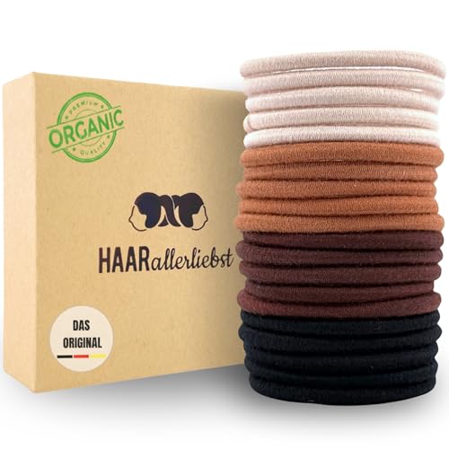 Haarallerliebst Haargummi Damen 20er Set – Haargummis ohne Metall aus Bio-Baumwolle & Naturkautschuâ€¦ – Miniatur