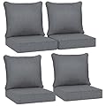 Outsunny Outdoor Chair Cushions Set of 4, Fade Resistant, 24 x 24 in Deep Seat, Patio Cushions for Chair, Sofa, and Outdoor Furniture, Gray