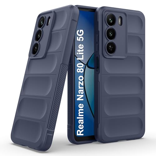 amazon basics Back Case Cover for Realme Narzo 80 Lite 5G | Compatible for Realme Narzo 80 Lite 5G Back Cover | Liquid Silicon Magic Case with Camera Protection | Sapphire