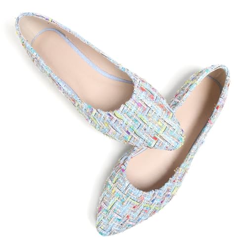 Image of Dear Time Women's Flats Pointed Toe Comfortable Dressy Multicolored Slip On Loafer Flats for Work