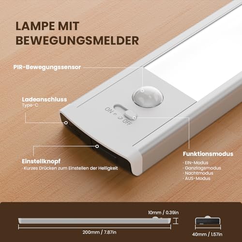 TANSOOL+ Schrankbeleuchtung Unterbauleuchte Küche LED mit Bewegungsmelder – Ansicht 6