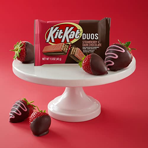 Image of KIT KAT DUOS Chocolate Strawberry Creme Wafer Candy Bars, 1.5 oz (24 Count) (Pack of 2)