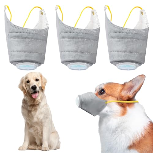 PETKNOWS 5 Pcs Adjustable Dog Respirator Mask, Reusable Breathable Protective Air Filter Muzzle Gas Mask for Volcanic Ash Muzzle for Small and Medium Dogs