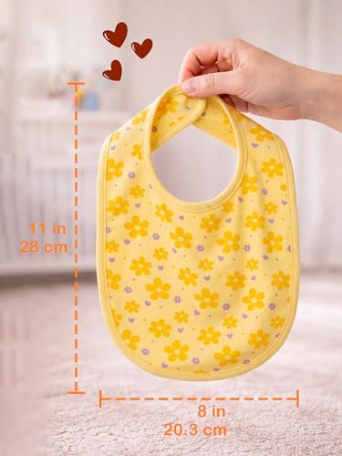 Image of Kidbea Organic Cotton Baby Bib, Adjustable Snap Closure Soft Absorbent Feeding Bibs Apron for Newborns & Infants Child With Cute Prints | Reusable Baby Essential