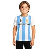 Icon Sports Officially Licensed Argentine Football Association Julián Alvarez Game Day Shirt - Unisex Kids - AFA336GD Light Blue YXL
